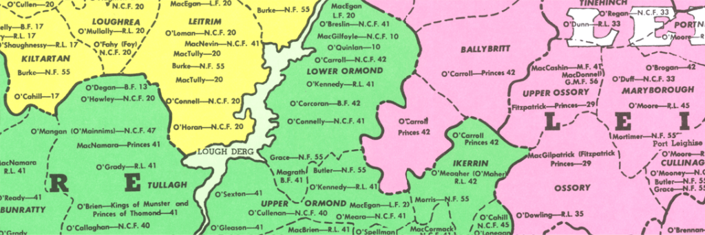 County and barony detail on the Kane Ancestral Map of Ireland